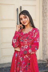 Vestido Chinon Anarkali de diseñador de primera calidad para fiesta de boda y ropa al aire libre de proveedor indio - Product Image 6