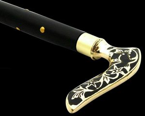 Bastón para caminar de madera con mango negro y dorado de estilo vikingo, bastón para caminar de 2 pliegues para hombres y mujeres, regalo de palo - Product Image 6