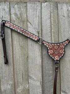 Conjunto de arnés ecuestre occidental - Brida y pechera de cuero con costura floral en una oreja, totalmente personalizables, de alta calidad - Product Image 5