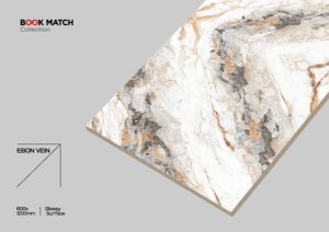 Azulejos de Porcelana de Diseño de Lujo de 600x1200 mm, Azulejos de Pared y Piso Antibacterianos de Gran Formato Brillante para Interiores de Villas - Product Image 3