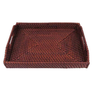 Handmade Rattan Tray <b>Set</b> with Wooden Handle Woven Decorative Wicker Bamboo for Dining Coffee & Tea for <b>Serving</b> Fruit Bread Food - Product Image 5