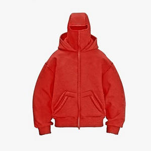 Men's 100% Cotton Embroidered Custom Logo Drop Shoulder Double <b>Zip</b> <b>Hooded</b> Oversize Pullover Heavyweight Winter Breathable Quick - Product Image 5