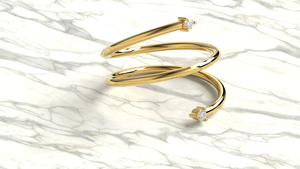 Bague spirale de luxe plaquée or 18 carats avec diamant rond, bague serpent en fil torsadé, bijoux raffinés pour femme, cadeau de bijouterie - Product Image 3