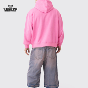 Tissu en mélange de coton de qualité supérieure sweats à capuche pour hommes cordon de serrage lavage à l'acide poche à manches longues finition élastique coupe régulière saints - Product Image 5