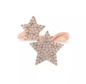 แหวนรูปดาวแบบเปิดสีทอง14K แหวนแต่งงานสำหรับงานหมั้นรูปท้องฟ้าประดับเพชรสำหรับห้องแล็บของขวัญเครื่องประดับสุดหรู - Product Image 1