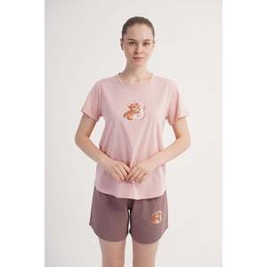 Conjunto de Top y Pantalones Cortos KADIN P.SUPREM O YAKA KISA KOL ETEGI OVAL SORT - Rosa - Rosa - Product Image 2