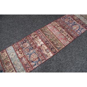 พรมตุรกีขนาดเล็ก, พรมวินเทจขนาด 2.3x9.4 ฟุต, พรมขนสัตว์สีแดงลายปะติด - Product Image 2