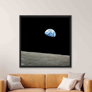Elegant Earthrise <b>Canvas</b> Print - Space Art Office Decor,Black <b>Framed</b> - Product Image 1