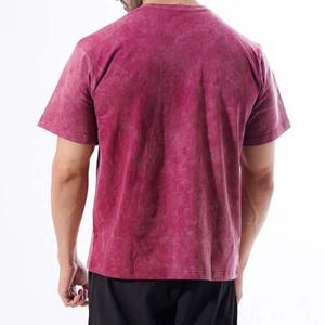 Venta al por mayor Vintage ácido lavado camisetas para hombres logotipo personalizado y Color 100% algodón cuello redondo verano Camisas manga corta de los hombres 2025 - Product Image 2