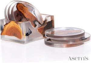 Latest Design Round Wood Epoxy <b>Coaster</b> <b>Beaded</b> Pattern Mat Pad Set for Wedding Birthday Parties Banquets Decoration - Product Image 2