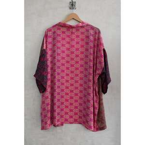 Robe kimono en soie de qualité supérieure pour femmes grandes tailles, décontractée, automne, longueur genoux, avec imprimé floral respirant - Product Image 4