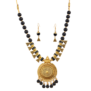Perles rondes en onyx noir oxydé, bijoux de fête à pois (alliage) - Product Image 2
