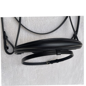 Luxury Black Leather Horse Bridle with Royal Blue Crystal Bling Browband Padded Comfort Noseband - Product Image 3