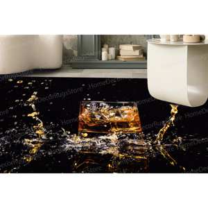 Tapis imprimé avec motif de verre à vin, moderne et épais pour la cuisine et le bar, tapis en chenille - Product Image 1