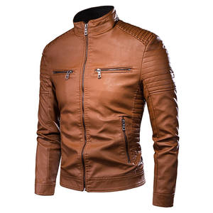 Chaqueta de cuero vintage informal para hombre, nueva colección primavera, abrigo de motociclista de moda para otoño, diseño con bolsillos, chaqueta de PU para hombre - Product Image 1