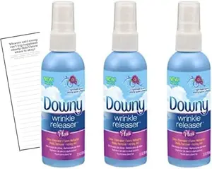 Downy Wrinkle Releaser Spray Travel Size 3 Packs (3 oz Each) Bundled with Travel Packing List and Clear Toiletry Bag by AMCIENT