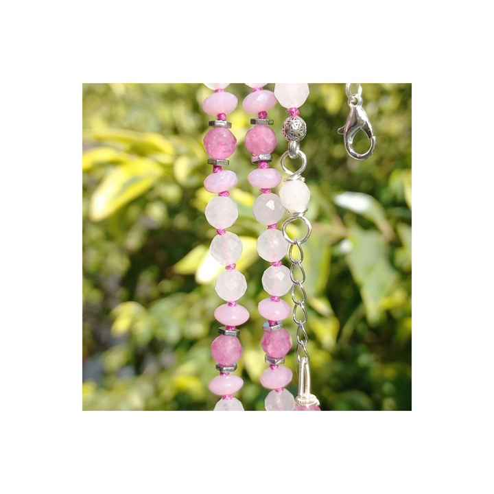 2033 Druze Pink Agate Quartz Handmade Necklace