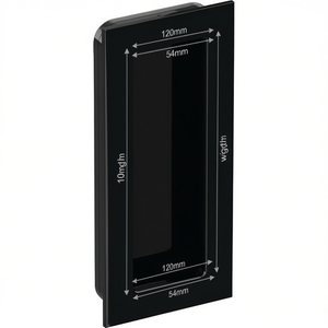 HEWI 544.54.120 Deep Black Glossy Rectangular Polyamide 90 <b>Sliding</b> Door Handle 120mm Length 54mm Width for Wooden Doors - Product Image 3