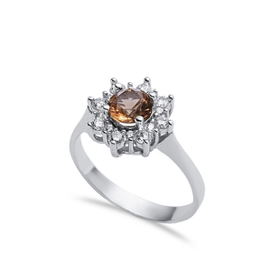 12 mm forma redonda sultanita CZ Seone Cluster anillo 925 anillo de plata esterlina venta al por mayor joyería turca - Product Image 1