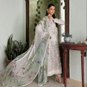 Indian Pakistani Ladies Party Wear Lawn Salwar Kameez Venta al por mayor Punjabi Patiala Suit Solid Diamond Ropa étnica de mujer - Product Image 1
