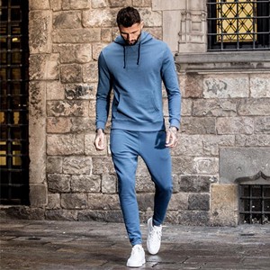 Haute qualité français dernière conception hommes lavage à l'acide pantalons de survêtement 100% coton poids lourd Applique Patch surdimensionné survêtements empilés - Product Image 6