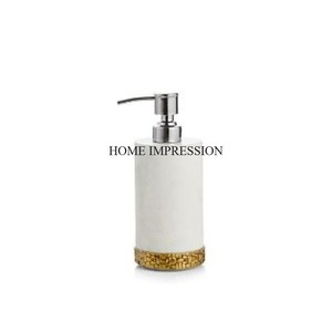 Distributeur de savon fabriqué en métal de qualité supérieure enduit de poudre de couleur blanche avec pompe plaquée or - Product Image 6