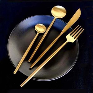 Ensemble de couverts en acier inoxydable plaqué argent, manche plat épais, couteaux et cuillères personnalisés, fourchette - Product Image 5