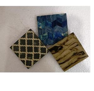 3PCS Heart Shaped Marble <b>Coasters</b> With <b>Gold</b> or Silver Natural Wood <b>and</b> Marble Mango <b>coaster</b> Made in India - Product Image 2