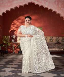 MODERNO SATIN SEDA ZARI TEJIDO TRABAJO SAREE CON BLUSA SIN COSTAR ROPA INFORMAL PRECIO AL POR MAYOR ROPA ÉTNICA COLOR MARRÓN - Product Image 4