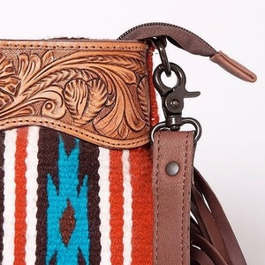 Western Aztec Hand Tooled Leather Saddle Blanket <b>Sling</b> Purse Hot Selling Mini Lady Handbags Women's Wholesale Bags - Product Image 3