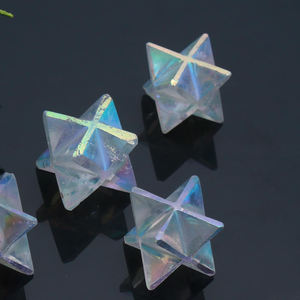 Cubo de cristal de obsidiana de acero inoxidable merkaba, estrella de titanio, obsidiana, Gema de gran calidad - Product Image 1