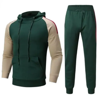 Ensemble de survêtement pour homme, 240 grammes, 100% coton molletonné, capuche avec cordon de serrage, coupe régulière, longueur intégrale, automne