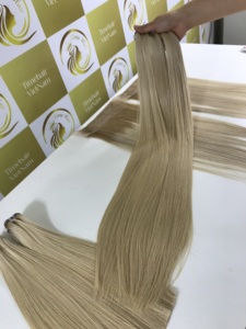 Haute qualité Double dessiné cuticule alignée trame russe HD fermeture à lacet Machine à coudre vague extensions de cheveux humains bruts Vietnam - Product Image 5