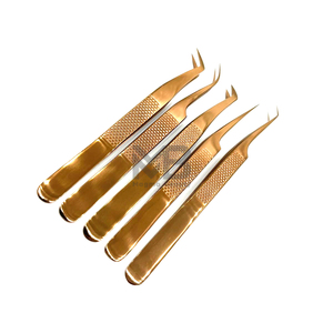 Pinzas de extensión de pestañas de acero inoxidable japonesas de plasma de oro rosa personalizables con etiqueta privada acepta diseños personalizados - Product Image 4