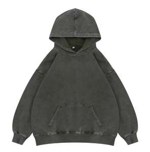 Algodón de gran tamaño en blanco Vintage desgastado piedra ácido lavado logotipo personalizado sudadera Casual piedra lavado Puff impresión sudaderas con capucha - Product Image 3