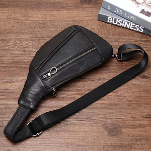 Bolso de Pecho de Cuero Genuino para Hombre, Minimalista, con Cierre de Cremallera, Bandolera, Color Café, Duradero, para Uso Diario, Todas las Temporadas - Product Image 6