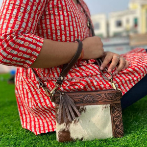 ใหม่สไตล์ตะวันตกเครื่องมือผมซ่อนหนังขนสลิงกระเป๋าผู้หญิงสี Handcrafted เครื่องมือหนังกระเป๋าคลัทช์มือ - Product Image 2