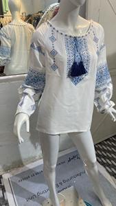 Top túnica bordado rumano Vintage de manga larga con cuello redondo bordado - Product Image 4