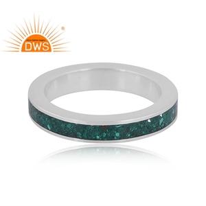 แหวนอัญมณีมาลาไคต์ธรรมชาติผลิตจากเงินแท้ดีไซน์ทำด้วยมือ - Product Image 3