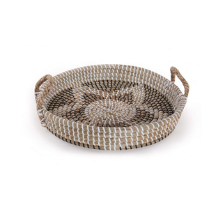 Vente en gros à bas prix de plateau de service rond en jonc de mer avec poignées plateau de service de fruits secs pour table basse, décoration intérieure du Vietnam - Product Image 4