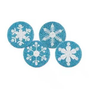 Juego de posavasos con cuentas de alta calificación de 4 piezas Diseño floral Dodger Posavasos con cuentas de color azul en un posavasos de precio económico - Product Image 3