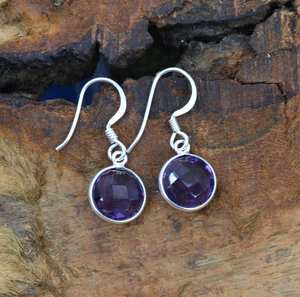 Améthyste violette en argent sterling 925, pierre précieuse taillée, 1 paire de boucles d'oreilles à crochet, bijoux faits à la main, cadeau élégant pour femmes - Product Image 6