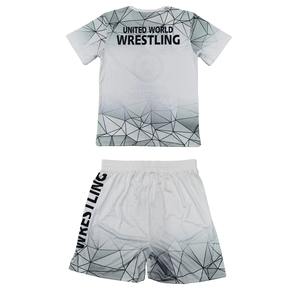 2026 custom men's <b>knitted</b> wrestling set T-shirt and shorts full sublimation 2 piece set for international competitions - Product Image 2