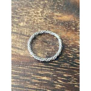 Handmade Sterling <b>Silver</b> Rope <b>Ring</b> <b>Boho</b> Style Navajo Made Size 5.5 Natural Stone Inlay for Everyday Wear or Gift - Product Image 5