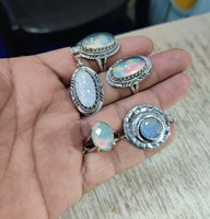 Anillo envuelto en alambre de piedra multicolor natural con diamante de cobre, piedra principal, joyería india a granel, regalo de boda de Feliz Año Nuevo