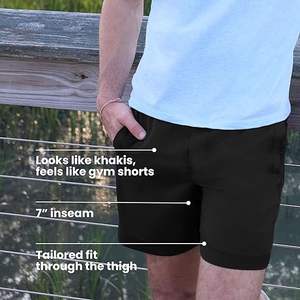 Short kaki décontracté pour homme, short extensible coupe ajustée avec doublure intégrée pour plus de confort, longueur régulière, entrejambe 7 - Product Image 4