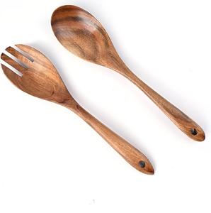 New Decorative Natural Wooden Salad Server With <b>Small</b> Handle Salad Server Sets for Home Dining Table Use Handmade - Product Image 6