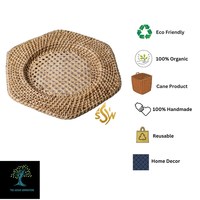 Produsen pelat pengisi daya rotan pengisi daya makanan anyaman tangan produk grosir berlapis alas bambu Dekorasi peralatan makan pernikahan