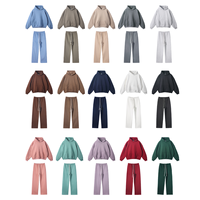 Ensemble de survêtement en polaire imprimé coloré pour femme, avec capuche, manches longues, pantalon large assorti, deux pièces, séchage rapide, respirant