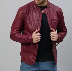 Veste en cuir élégante de moto de conception personnalisée OEM pour hommes, veste en cuir 100% de couleur personnalisée pour hommes vestes en cuir minces personnalisées - Product Image 2